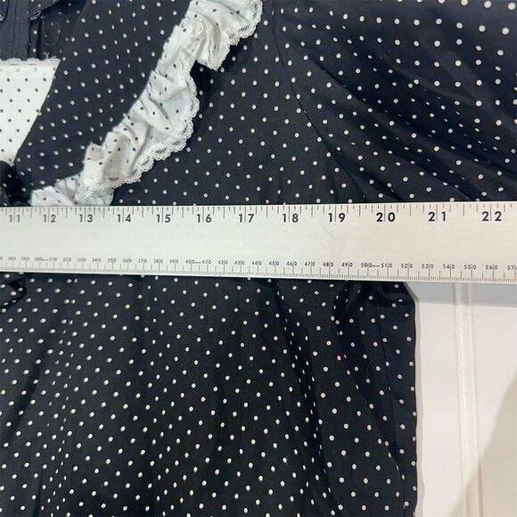 VTG Malco Modes Polka Dot Lace Collar Puff Sleeve Blouse XL USA Cottagecore - Picture 4 of 9